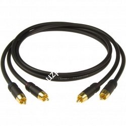 KLOTZ AL-RR0090 аудиокабель, металлические разъемы 2RCAx2RCA с позолоченными контактами, чёрный, 90 см - фото 67719
