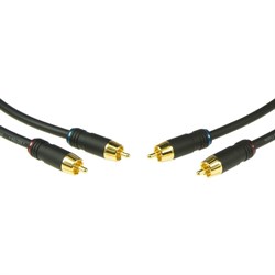 KLOTZ AL-RR0090 аудиокабель, металлические разъемы 2RCAx2RCA с позолоченными контактами, чёрный, 90 см - фото 67721