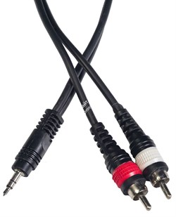 ROCKDALE XC-001-1M готовый компонентный кабель, разъёмы stereo mini jack папа (3,5) x 2 RCA, д 1 м, чёрный - фото 68767