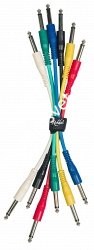ROCKDALE IC016-15CM комплект из 6 шт патч-кабелей с разъёмами mono jack (TS) male, длина 15 см, 6 цветов - фото 68782