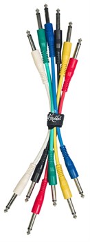 ROCKDALE IC016-15CM комплект из 6 шт патч-кабелей с разъёмами mono jack (TS) male, длина 15 см, 6 цветов - фото 68783