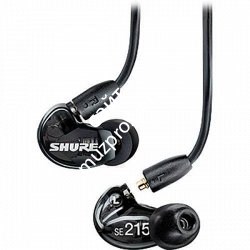 SHURE SE215-K-UNI-EFS Наушники внутриканальные (наушники вставные) с одним драйвером, черные. Гарнитурный кабель TRRS 3.5 мм. - фото 76292