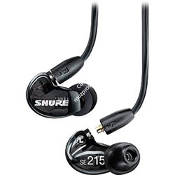 SHURE SE215-K-UNI-EFS Наушники внутриканальные (наушники вставные) с одним драйвером, черные. Гарнитурный кабель TRRS 3.5 мм. - фото 76293