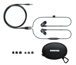 SHURE SE215-K-UNI-EFS Наушники внутриканальные (наушники вставные) с одним драйвером, черные. Гарнитурный кабель TRRS 3.5 мм. - фото 76294