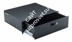 K&M 49123-073-55 рэковый выдвижной ящик на замке, глубина 390 мм, высота 3 юнита, сталь, чёрный - фото 82249