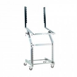 K&M 42020-000-55 black рэковая стойка на колесах, с регулируемым наклоном верхнего отделения, 9U+12U, сталь, колеса - фото 83146