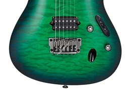 IBANEZ S6521Q-SLG Prestige, электрогитара, цвет бирюзово-синий полупрозрачный бёрст, жесткий кейс в комплекте - фото 86308