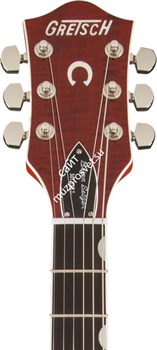 Gretsch G6120SSU-LH Brian Setzer Nashville, Bigsby, Left-Hand, TV Jones, Tiger Flame Maple Электрогитара п/а, левостор., оранж. - фото 89420