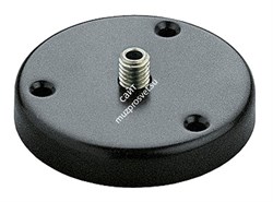 K&M 22140-300-55 подставка (d=73мм) с винтом 3/8' для подключения goosenec с отверстием 4мм для кабеля, цвет черный - фото 91402