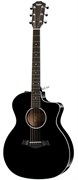 TAYLOR 214CE-BLK DLX электроакустическая гитара, цвет чёрный, в комплекте кейс
