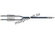 QUIK LOK AD30-3 компонентный кабель, 3 метра, разъёмы 2 Mono Jack Male - Stereo Mini Jack (2 1/4' MALE - 3.5 mm MINI JACK TRS MA