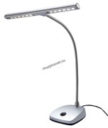 K&M 12297-000-63 подсветка для нот на гусиной шее, тяжёлое основание, 12 LED, 2500 Lux, серебристая