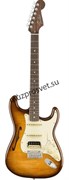 FENDER US THIN FLM STRAT HSS ROSE VIB полуакустическая электрогитара, цвет санберст