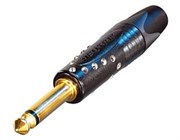 Разъем Jack 1/4" кабельный, моно, на кабель ?4-7 мм, черный, позолоч. контакты, с крист. Swarovski