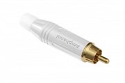 Кабельный разъем RCA, M серия, Папа, Цветной, Белый, Позолоченные контакты