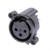 Разъем XLR панельный, 3 конт., гнездо, вертик., в ПП, тип-A, корпус-панель-pin1 соед, без защелки