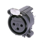 Разъем XLR панельный, 3 конт., гнездо, вертик., в ПП, тип-A, земля-корпус-панель соединены