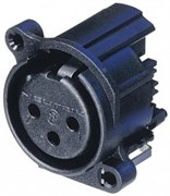 Разъем XLR панельный, 3 конт., гнездо, горизонт., в ПП, тип-A, земля-корпус-панель соед, без защелки