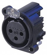 Разъем XLR панельный, 3 конт., гнездо, лев. боковая уст. в ПП, тип-A, корпус-панель-pin1 соединены