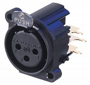 Разъем XLR панельный, 3 конт., гнездо, прав. бок., ПП, тип-A, корпус-панель-pin1 соединены (100 шт)