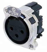 Разъем XLR панельный, 3 конт., гнездо, горизонт., в ПП, тип-B, земля-корпус-панель соединены