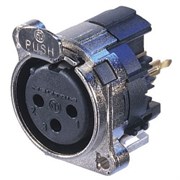 Разъем XLR панельный, 3 конт., гнездо, вертик., в ПП, тип-B, корпус-панель-pin1 соединены