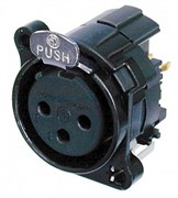 Разъем XLR панельн., 3 конт., гнездо, вертик. в ПП, тип-B, корпус-панель-pin1 соед., черн (100 шт)