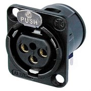 Разъем XLR панельный, 3 контакта, гнездо, горизонт. установка в ПП, тип-D, черный, позолоч. контакты Разъем XLR панельный, 3 контакта, гнездо, горизонт. установка в ПП, тип-D, черный, позолоч. контакты
