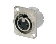 Разъем XLR панельный, 3 контакта, гнездо, тип-D, доп. защита от РЧ, без защелки