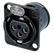 Разъем XLR панельный, 3 контакта, гнездо, вертик. установка в ПП, тип-D, черный