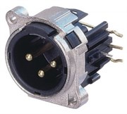 Разъем XLR панельный, 3 конт., штекер, прав. боковая уст. в ПП, тип-B, земля-корпус-панель соединены Разъем XLR панельный, 3 конт., штекер, прав. боковая уст. в ПП, тип-B, земля-корпус-панель соединены