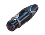 Разъем XLR кабельный, 4 контакта, гнездо, позолоченные контакты, черный