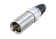 Разъем XLR кабельный, 4 контакта, штекер, влагозащищенный IP65, позолоченные контакты