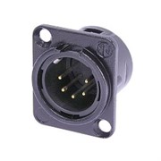 Разъем XLR панельный, 5 контактов, штекер, тип-D, черный, позолоч. контакты