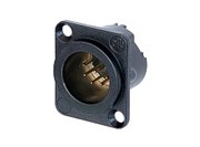 Разъем XLR панельный, 7 контактов, штекер, тип-D, доп. защита от РЧ, черный, позолоч. контакты