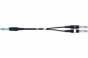 QUIK LOK AD4-2.5K компонентный кабель, 2.5 метра, разъёмы Stereo Jack Male - 2 Mono Jack Male (1/4' TRS MALE - 2 1/4' MALE)