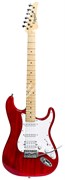 ROCKDALE DS-ST112-TR электрогитара, форма стратокастер, цвет полупрозрачный красный