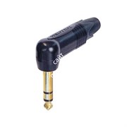 Neutrik NP3RX-B - разъем Jack 6.3мм угловой TRS (стерео) штекер, черненый корпус, золоченые контакты