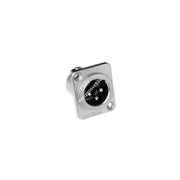 AMPHENOL AC3MDZ - разъем XLR панельный папа , 3 контакта, квадратный фланец, цвет никель
