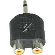 INVOTONE AD200 - переходник 2 RCA мама &lt;>3.5мм моно джек папа , корпус пластик