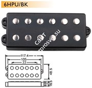 DR. PARTS 6HPU/BK - звукосниматель humb для 6-струнной бас гитары, открытый, чёрн.