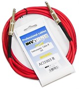 INVOTONE ACI1003/R - инструментальный кабель, 6,3 джек моно <-> 6,3 джек моно, длина 3 м (красный)