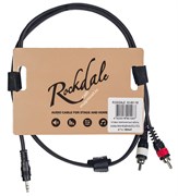 ROCKDALE XC-001-1M готовый компонентный кабель, разъёмы stereo mini jack папа (3,5) x 2 RCA, д 1 м, чёрный