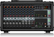 Behringer PMP2000D микшер-усилитель 2 х 500Вт•8Ом, 2 х 1000Вт•4Ом, 14 каналов, 6 мик.+3 мик.моно/лин. стер.+1 лин.стер, 1 MON, DSP FX, 9-пол GEQ