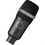 AKG D40 микрофон для духовых, барабанов, перкуссии и гитарных комбо  динамический кардиоидный, разъём XLR, частотный диапазон 50-20000Гц, чувствительность 2,5мВ/Па, импеданс 200Ом, рекомендованная нагрузка 2000Ом, в комплекте чехол и адаптер H440, цвет тё