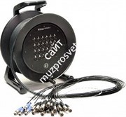 KLOTZ C12/4M25 мультикор на катушке, 12 входов XLR, 4 выхода XLR, разъемы Amphenol, длина 25 m