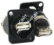 SWITCHCRAFT EHUSBAABX панельный разъём USB 2.0 A, оболочка пластик, чёрная