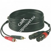 KLOTZ AT-CF0200 аналоговый аудиокабель с позолоченными разъёмами 2XLR female x 2RCA male, чёрный, 2 м