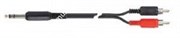 QUIK LOK AD12-3K компонентный кабель, 3 метра, разъёмы Stereo Jack Male - 2 RCA Male (тюльпаны)(1/4' TRS MALE - 2 RCA MALE)