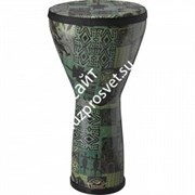 REMO DJ-FESM-32- Djembe, Designer Series, Festival Pre-Tuned, Small, 8&#39; X 14&#39;, SKYNDEEP®, FIBERSKYN®, Fabric Green Kinte Kloth д